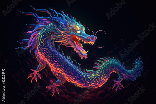  Fantasy Chinese dragon background for new year lunar 2024, generative AI