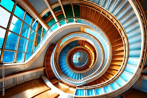 spiral staircase in a building generated Ai 