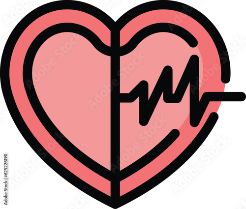Healthy heart icon outline vector. Medical cardiac. Human organ color flat