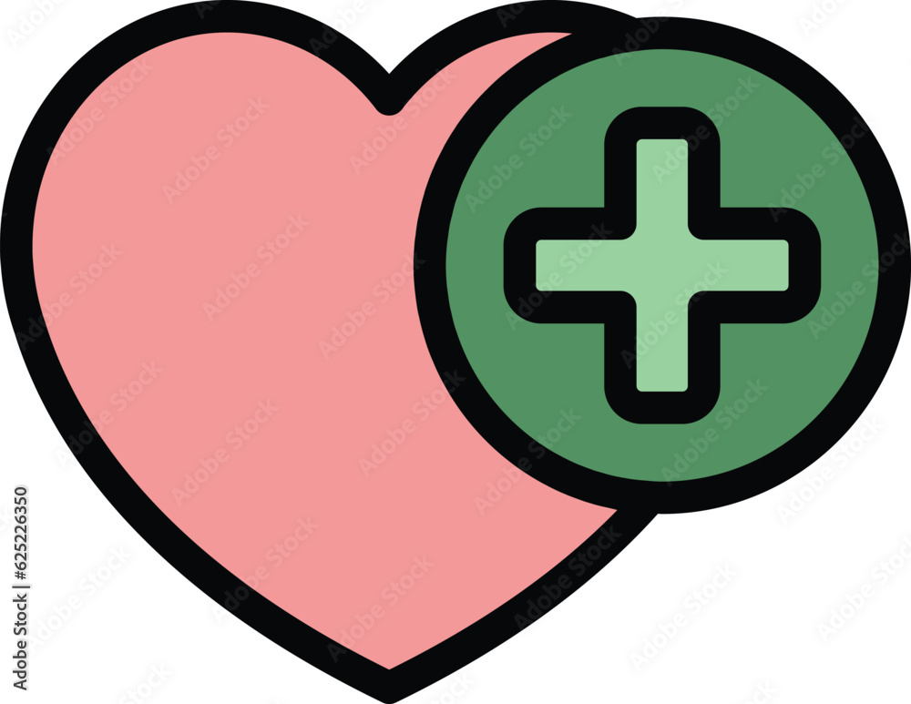 Obraz premium Medical heart care icon outline vector. Love heart. Heal medical color flat