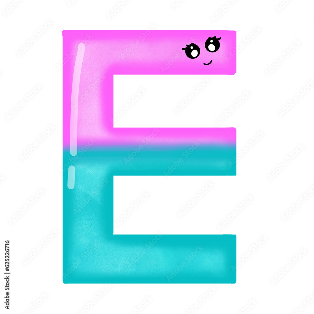 cartoon alphabet E on transparent background cartoon alphabet E on transparent background