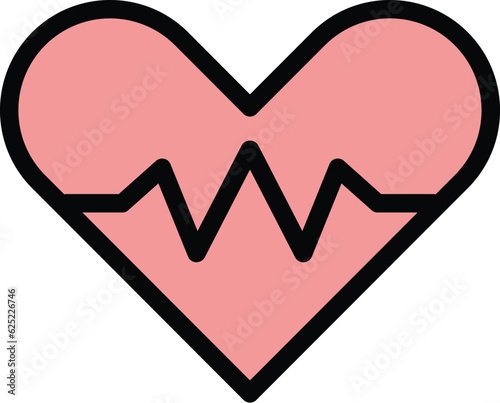 Heart rate icon outline vector. Pulse monitor. Beat ekg color flat