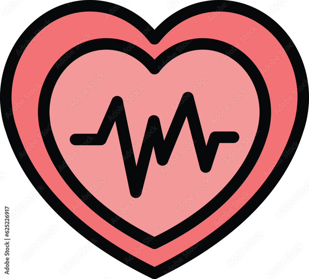 Monitor rate icon outline vector. Heart pulse. Heartbeat ekg color flat Monitor rate icon outline vector. Heart pulse. Heartbeat ekg color flat
