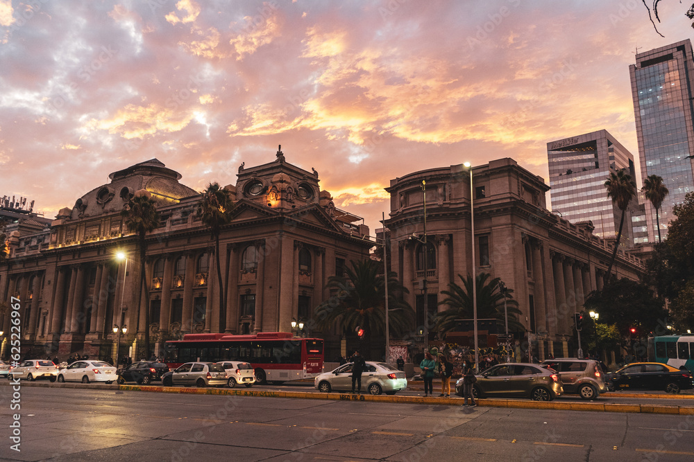 sunset in the city of santiago de chile