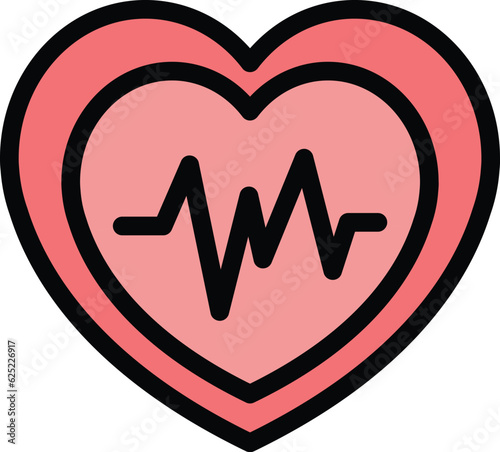 Monitor rate icon outline vector. Heart pulse. Heartbeat ekg color flat