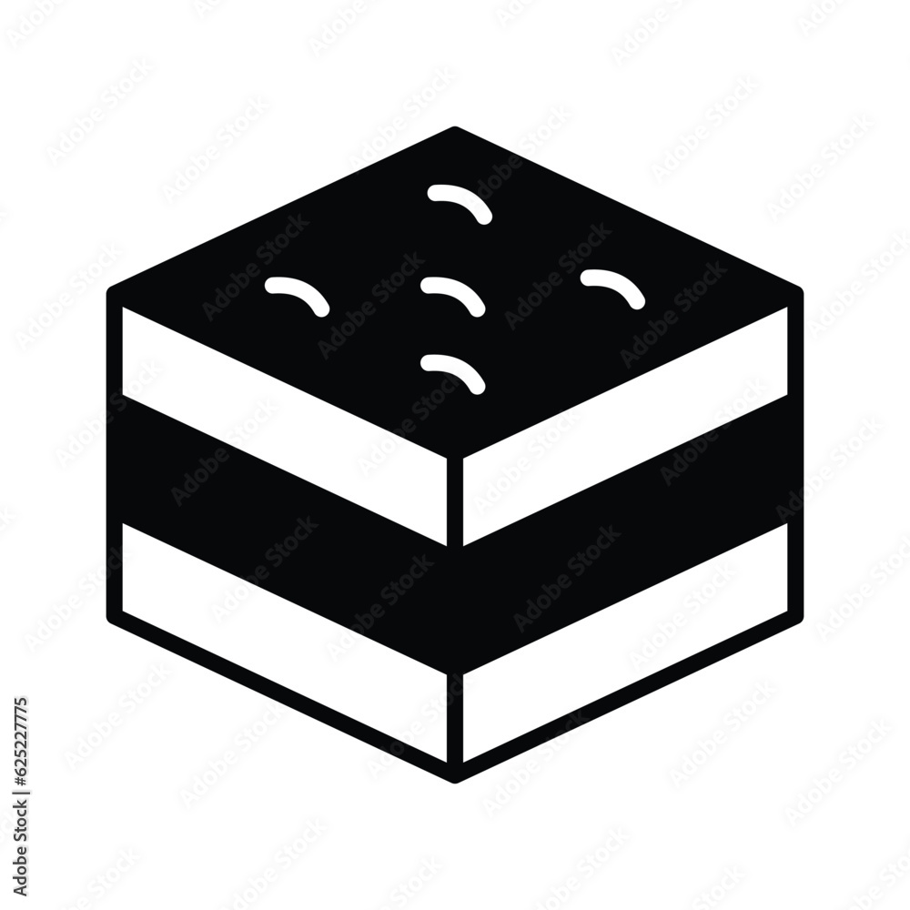 Chocolate brownie cake vector. Sweet chocolate pastry icon isolated on a white background Chocolate brownie cake vector. Sweet chocolate pastry icon isolated on a white background