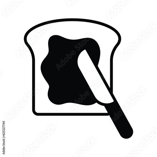 Sliced bread with knife and chocolate paste, toast icon in trendy style