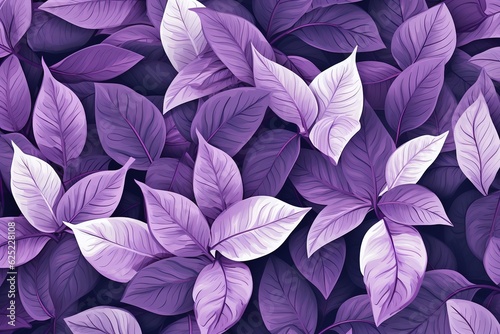 Tropical leaves with white frame  abstract purple leaves  small green leaves  natural purple background