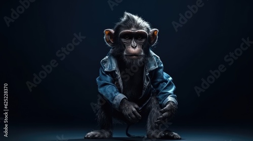cute monkey in punk rock style. Created with Generative AI. © lchumpitaz