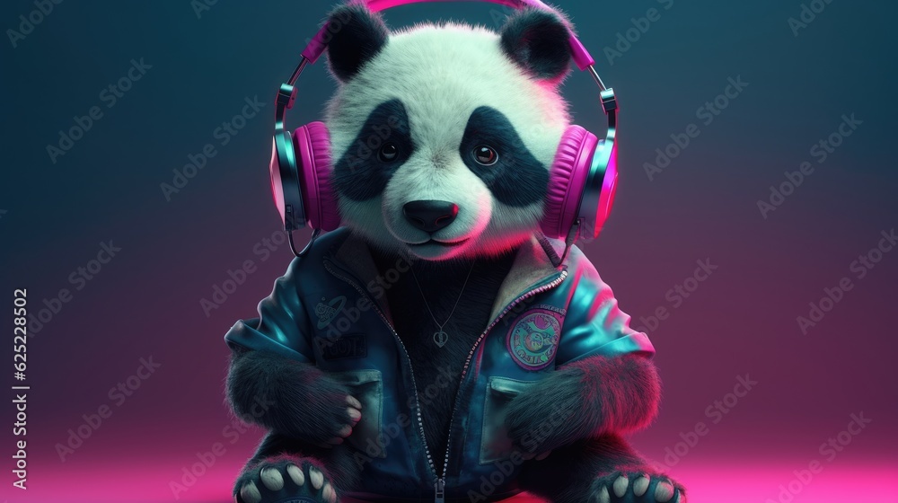 cute panda in punk rock style. Created with Generative AI. cute panda in punk rock style. Created with Generative AI.