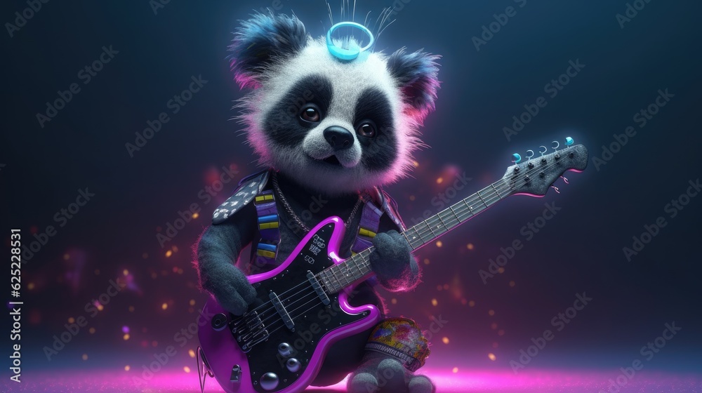 cute panda in punk rock style. Created with Generative AI. cute panda in punk rock style. Created with Generative AI.