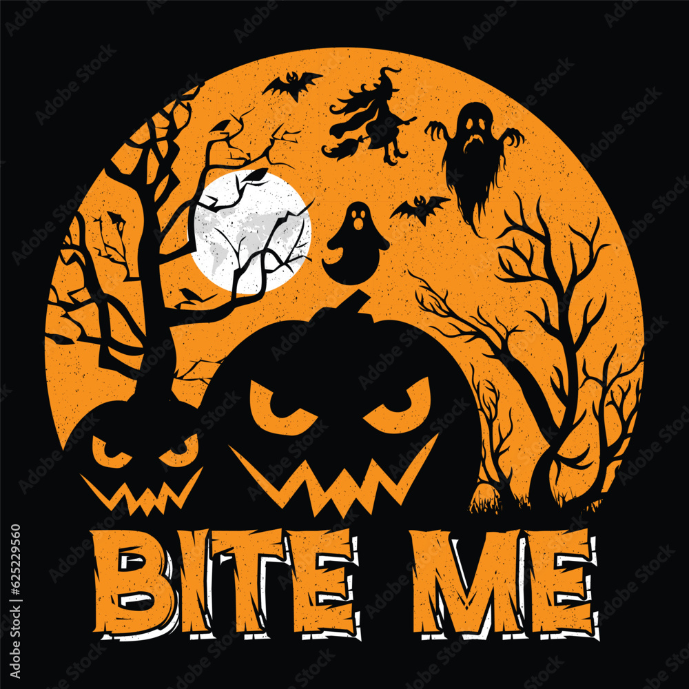 Bite Me Halloween SVG T-Shirt Design Graphic Halloween T-Shirt