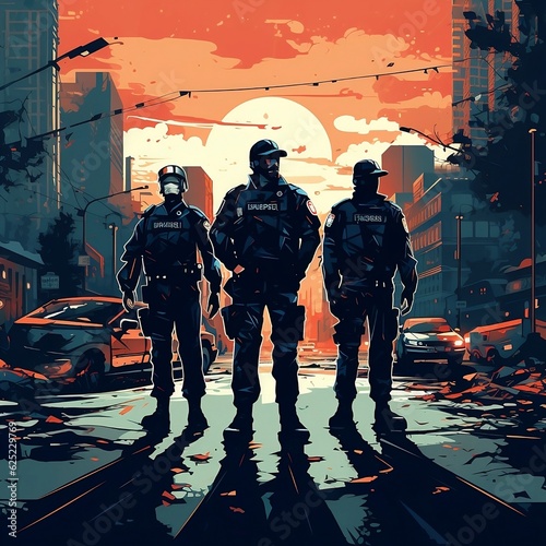 Global Unity Enforcers: Police Cooperation in a Vector Art Masterpiece photo