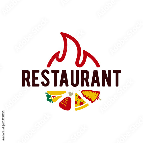 Restaurant logo. Kebab, shawrma, pizza and drum stick chicken for fast food restaurant logo vector illustration