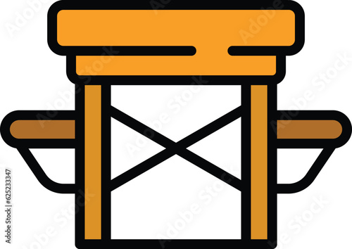 Metal table icon outline vector. Plastic chair. Outdoor camp color flat