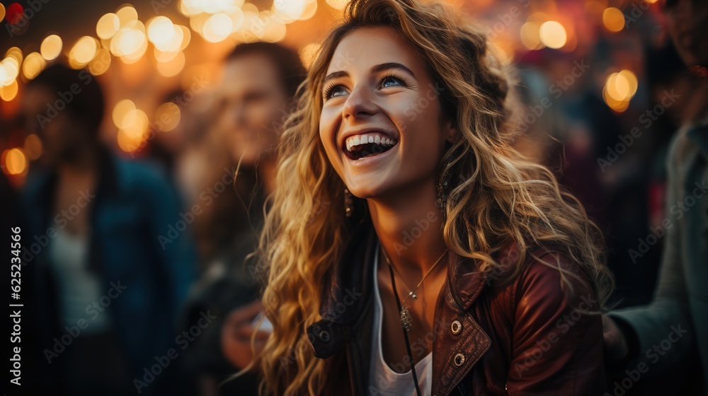 Young Women with friends Having a Very Good Time at Outdoor Concert, Bathed in Afternoon Light, Ai generative
Young Women with friends Having a Very Good Time at Outdoor Concert, Bathed in Afternoon Light, Ai generative
