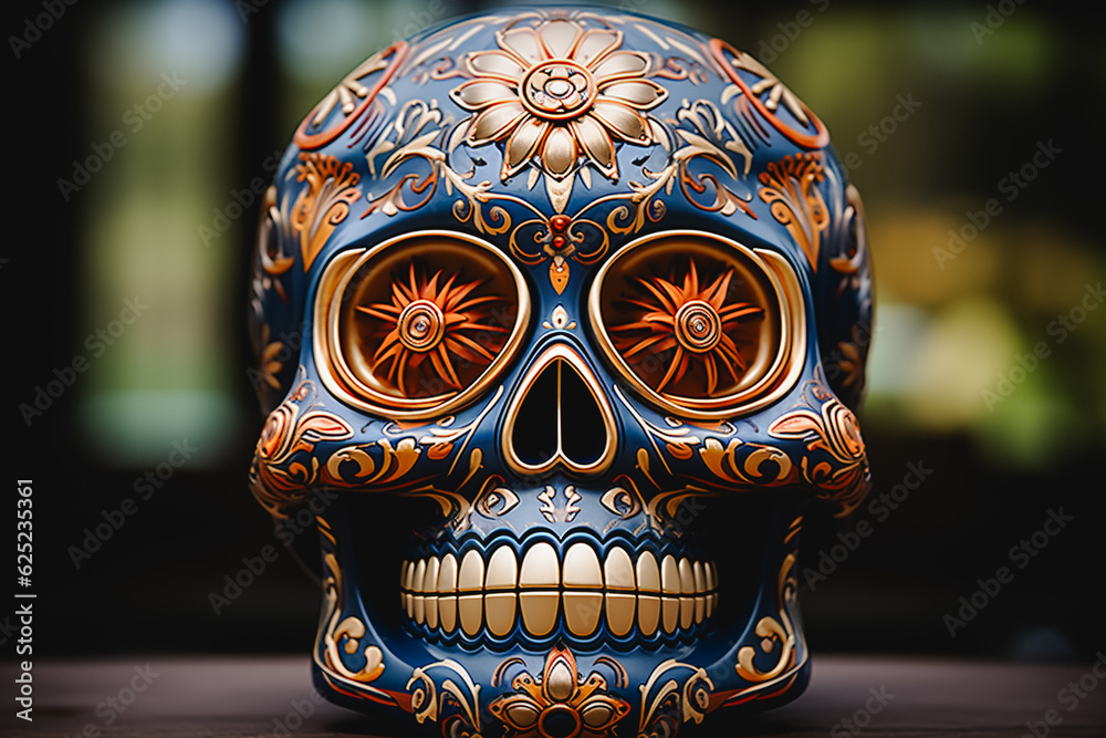 Obraz premium skull of a skull with flowers