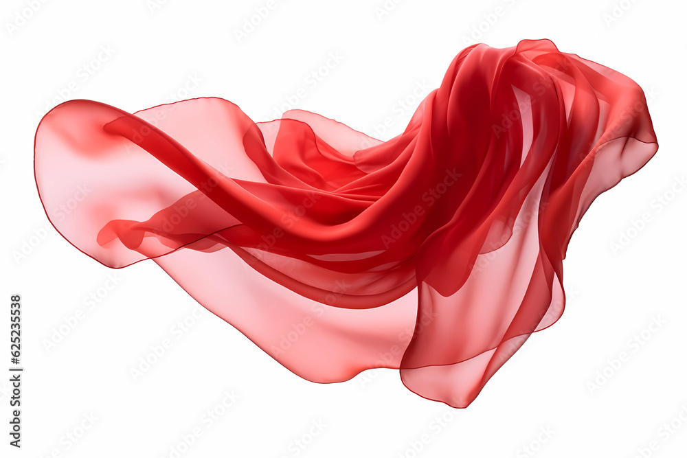 Red smooth and elegant satin isolated on a white background. Generative Ai. Red smooth and elegant satin isolated on a white background. Generative Ai.