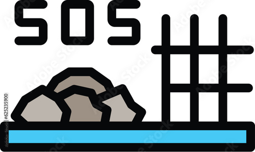 Sos building icon outline vector. Fire station. Service emergency color flat