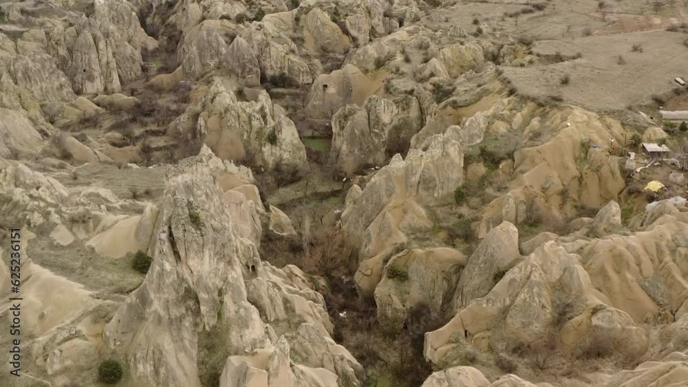 Aerial video of a cave house in the village of Uchisar, Cappadocia, Turkey Aerial video of a cave house in the village of Uchisar, Cappadocia, Turkey