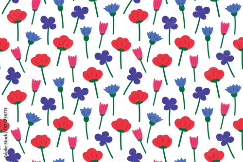 Wallpaper Mural summer flowers seamless pattern with poppies, pansies, cornflowers - vector illustration Torontodigital.ca