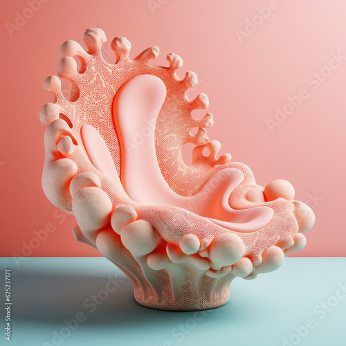 Generative AI Illustration. Coral shape chair.