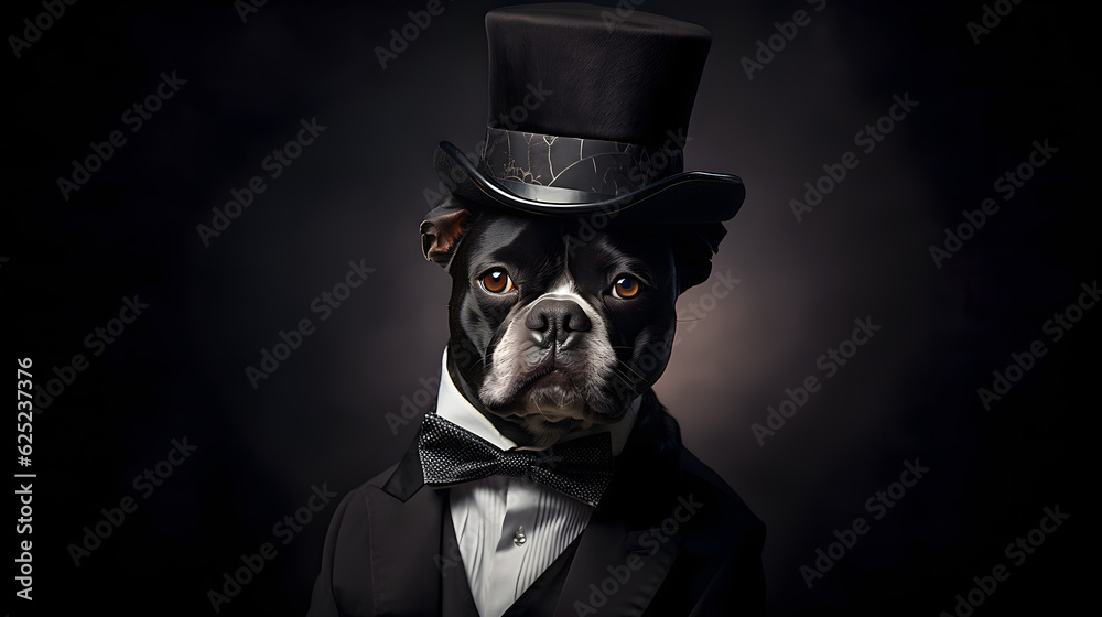 Ein Hund mit Zylinder und Smoking Generative AI Ein Hund mit Zylinder und Smoking Generative AI