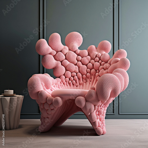 Generative AI Illustration. Coral shape chair.