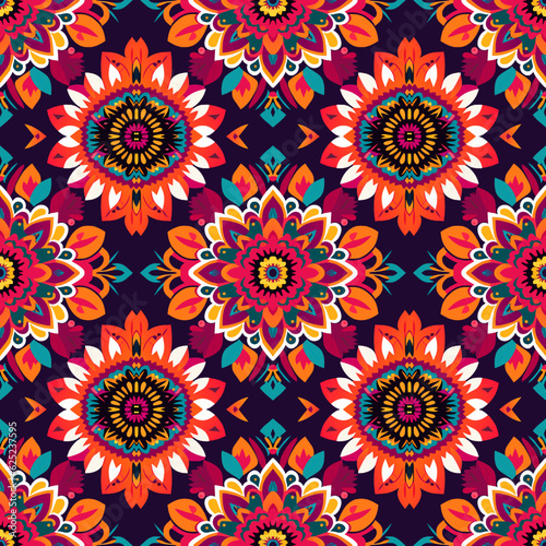 Seamless pattern with mandalas. Vintage decorative elements. Hand drawn background. Islam, Arabic, Indian, ottoman motifs. Perfect for printing on fabric or paper.