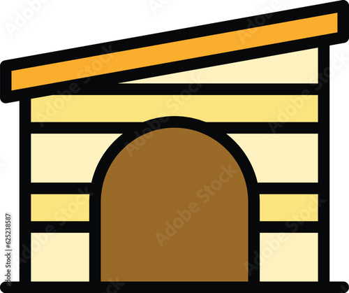 Dog kennel icon outline vector. Pet house. Puppy home color flat