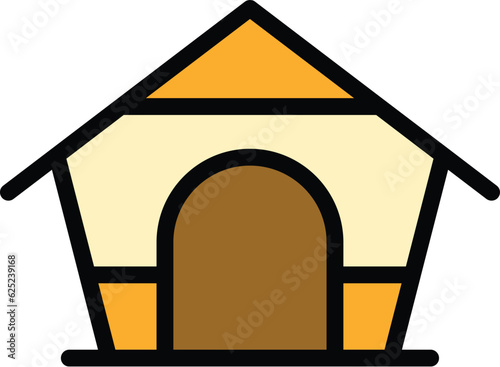 Dog house icon outline vector. Puppy home. Animal kennel color flat