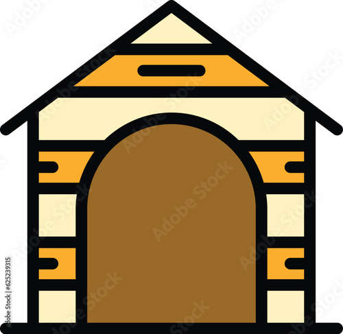 Wooden kennel icon outline vector. Dog house. Pet house color flat
