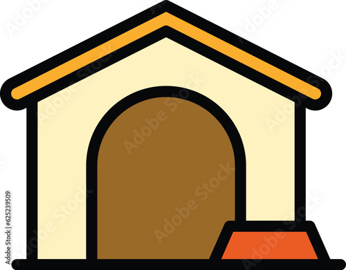 Dog cottage icon outline vector. Pet house. Doghouse kennel color flat