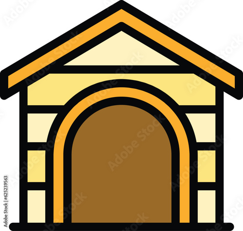Puppy house icon outline vector. Dog pet. Animal kennel color flat
