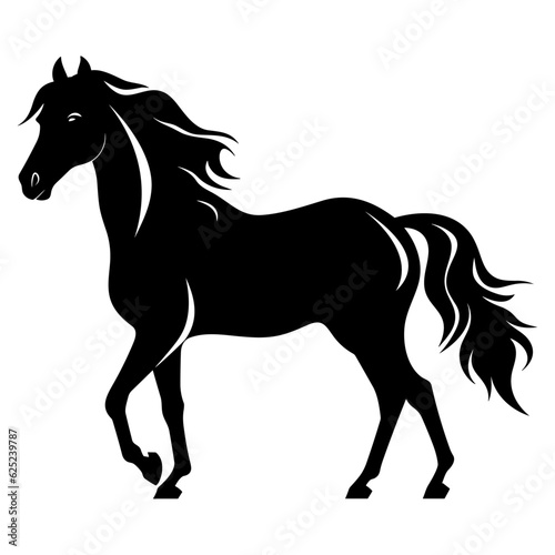 Horse black silhouette with negative space 