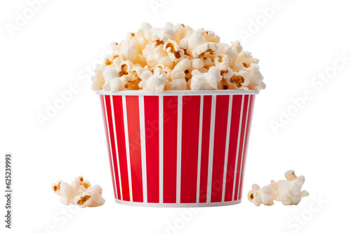 red and white bucket of popcorn. isolated white background PNG