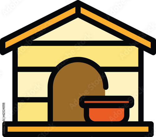 Pet cottage icon outline vector.Dog house. Family dog color flat