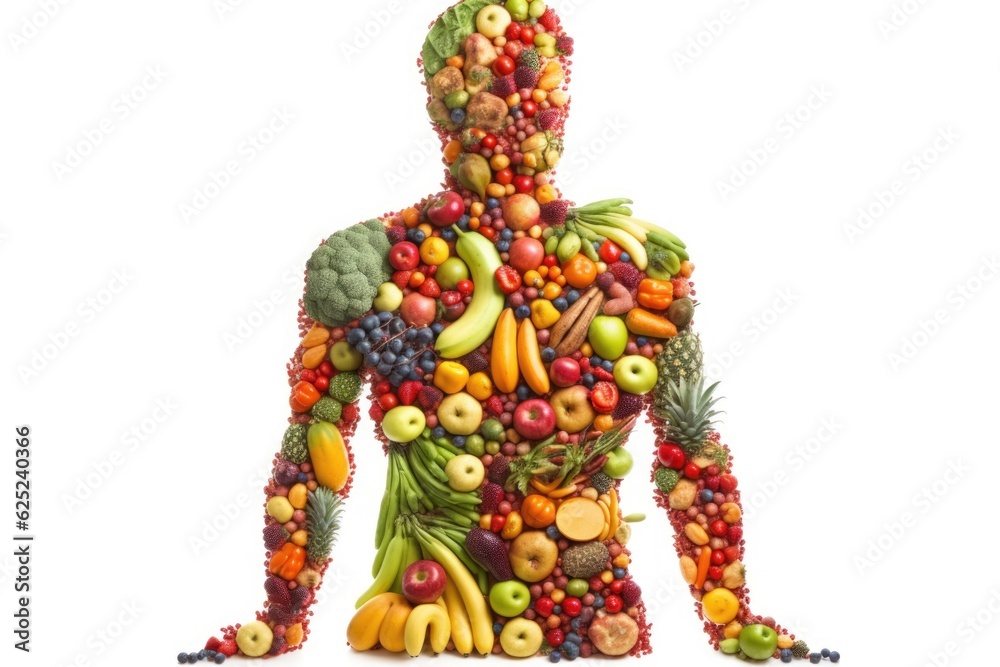 Man's body made up of fresh healthy vegetables