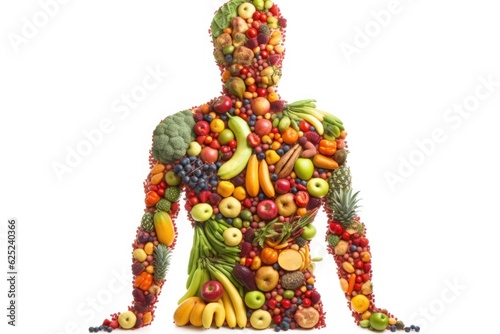 Man's body made up of fresh healthy vegetables
