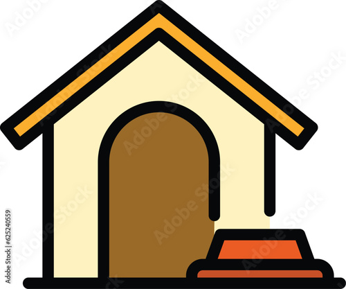 Animal dog house icon outline vector. Pet doghouse. Puppy kennel color flat