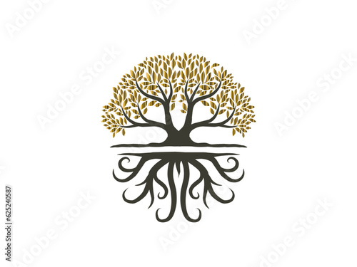 abstract tree mangrove logo with roots