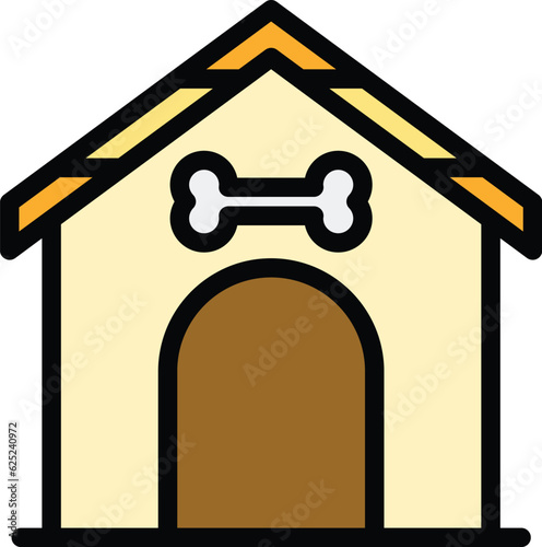 Domestic dog kennel icon outline vector. Pet house. Wooden doghouse color flat