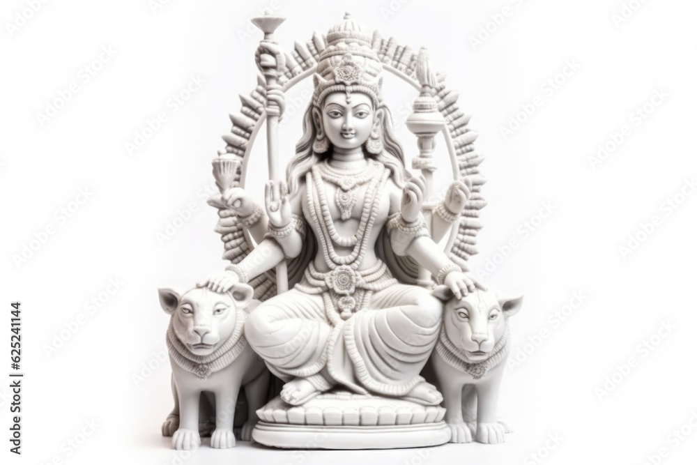 Goddess durga face in happy isolated on white background Goddess durga face in happy isolated on white background
