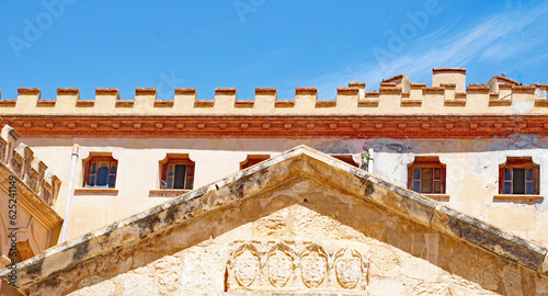 Iglesia y castillo del pueblo de Llorens del Penedes, Bajo Panadés, Tarragona, Catalunya, España, Europa photo