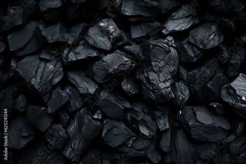 Dark and Bold Coal Texture. Industrial Material with Black Smoke and Mines Industry Picture: Generative AI