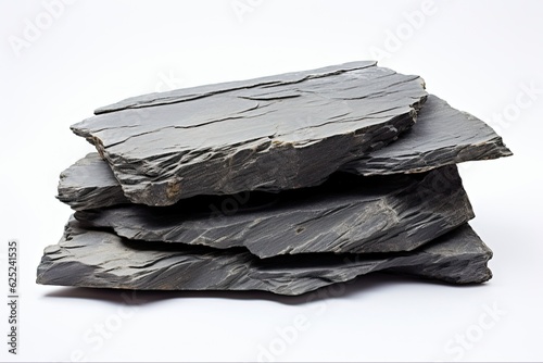 Fine Grained Slate Rock Isolated on White Background for Construction and Architecture industries. Generative AI photo