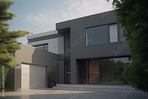 Elegant exterior, featuring sleek lines  created with generative ai