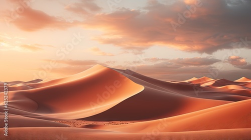  a painting of a desert landscape with sand dunes and clouds.  generative ai