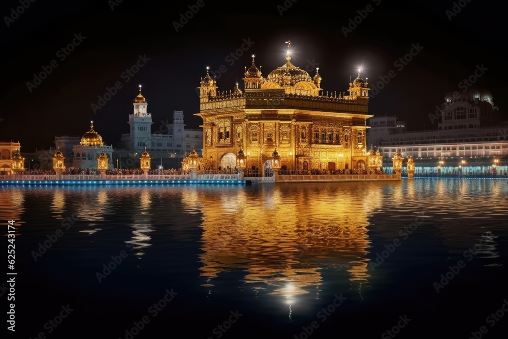 Fototapeta premium Golden Temple in the evening at sunset, amritsar