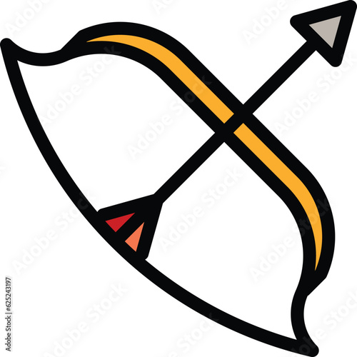 Archer bow icon outline vector. Archery arrow. Archery shoot color flat
